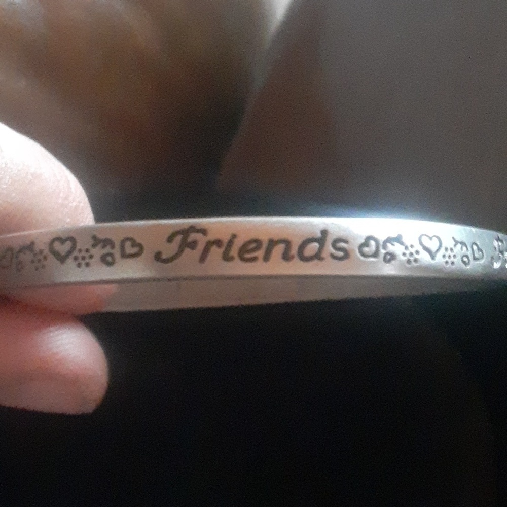 Engraved Silver Tone Bangle Bracelet - Picture 5 of 5